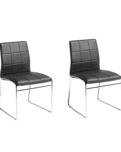 Beliani Tuoli Keinonahka Musta 2 Kpl Kiron Best