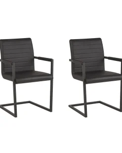 Beliani Tuoli Keinonahka Musta 2 Kpl Buford Discount