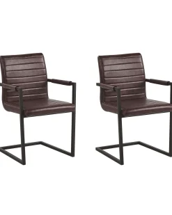 Beliani Tuoli Keinonahka Ruskea 2 Kpl Buford Online