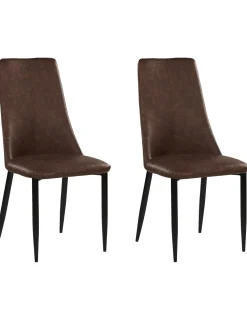 Beliani Tuoli Keinonahka Ruskea 2 Kpl Clayton Discount