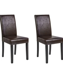 Beliani Tuoli Keinonahka Tummanruskea 2 Kpl Broadway New