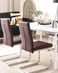 Beliani Tuoli Keinonahka Tummanruskea 2 Kpl Rockford Cheap