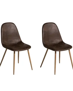 Beliani Tuoli Keinonahka Tummanruskea 2 Kpl Bruce Discount