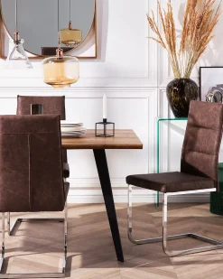 Beliani Tuoli Keinonahka Vaaleanruskea 2 Kpl Rockford Clearance