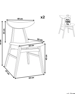 Beliani Tuoli Kumipuu Vaalea Puu/Vaaleanharmaa 2 Kpl Lynn Fashion