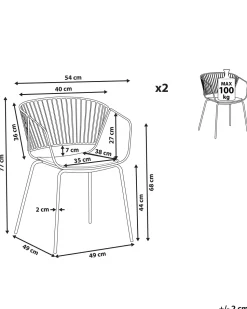 Beliani Tuoli Metalli Musta 2 Kpl Rigby Hot