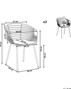 Beliani Tuoli Metalli Musta 2 Kpl Hoback Discount