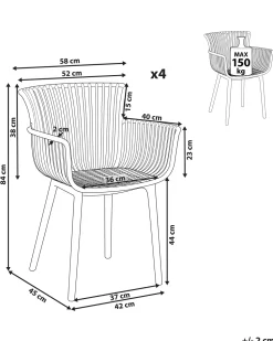Beliani Tuoli Muovi Keltainen 4 Kpl Pesaro Flash Sale