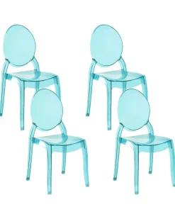 Beliani Tuoli Muovi Lapinakyva Sininen 4 Kpl Merton Fashion