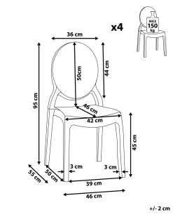 Beliani Tuoli Muovi Lapinakyva Sininen 4 Kpl Merton Fashion