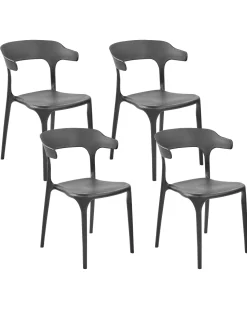 Beliani Tuoli Muovi Musta 4 Kpl Gubbio Hot