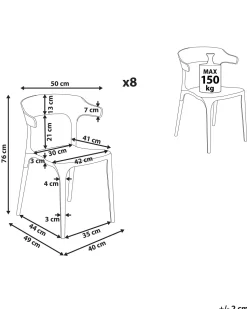 Beliani Tuoli Muovi Musta 8 Kpl Gubbio Fashion