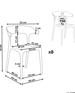 Beliani Tuoli Muovi Tummanharmaa 8 Kpl Gubbio Shop