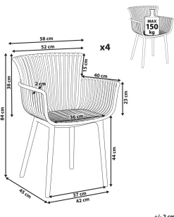 Beliani Tuoli Muovi Vaaleanharmaa 4 Kpl Pesaro Discount