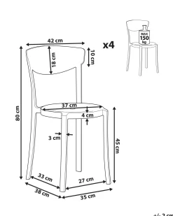 Beliani Tuoli Muovi Vaaleanharmaa 4 Kpl Vieste Best
