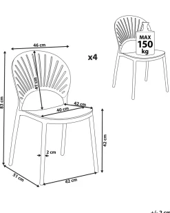 Beliani Tuoli Muovi Vaaleansininen 4 Kpl Ostia Discount