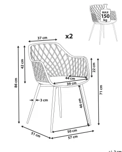 Beliani Tuoli Muovi Valkoinen 2 Kpl Nashua Ii Best Sale
