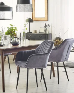 Beliani Tuoli Sametti Harmaa 2 Kpl Wellston Cheap