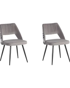 Beliani Tuoli Sametti Harmaa 2 Kpl Ansley Flash Sale