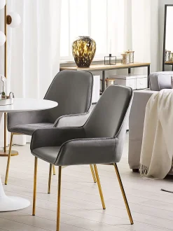 Beliani Tuoli Sametti Harmaa 2 Kpl Loverna Sale