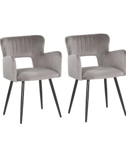 Beliani Tuoli Sametti Harmaa 2 Kpl Sanilac Hot