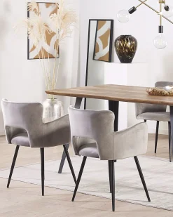 Beliani Tuoli Sametti Harmaa 2 Kpl Sanilac Hot