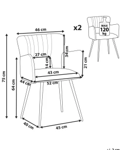 Beliani Tuoli Sametti Harmaa 2 Kpl Sanilac Hot