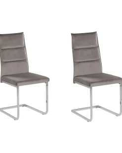 Beliani Tuoli Sametti Harmaa 2 Kpl Rockford New