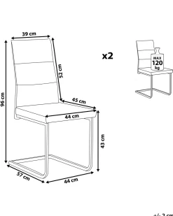 Beliani Tuoli Sametti Harmaa 2 Kpl Rockford New