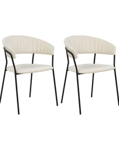 Beliani Tuoli Sametti Kermanvalkoinen 2 Kpl Mariposa Store