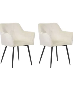 Beliani Tuoli Sametti Kermanvalkoinen 2 Kpl Jasmin Outlet