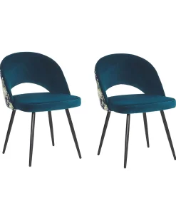 Beliani Tuoli Sametti Merensininen 2 Kpl Vivian Best