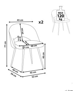 Beliani Tuoli Sametti Merensininen 2 Kpl Vivian Best