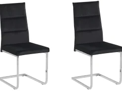 Beliani Tuoli Sametti Musta 2 Kpl Rockford Sale
