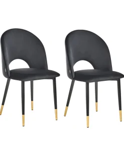 Beliani Tuoli Sametti Musta 2 Kpl Magalia Best Sale