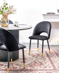 Beliani Tuoli Sametti Musta 2 Kpl Magalia Best Sale