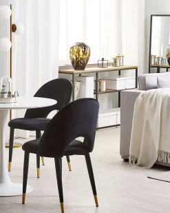 Beliani Tuoli Sametti Musta 2 Kpl Magalia Best Sale