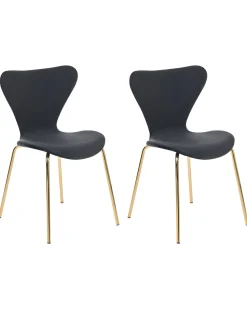 Beliani Tuoli Sametti Musta/Kulta 2 Kpl Boonville Clearance