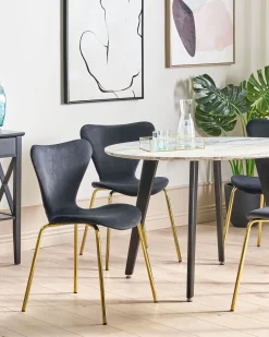 Beliani Tuoli Sametti Musta/Kulta 2 Kpl Boonville Clearance