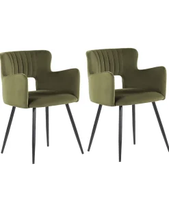 Beliani Tuoli Sametti Oliivinvihrea 2 Kpl Sanilac Cheap