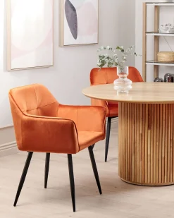 Beliani Tuoli Sametti Oranssi 2 Kpl Jasmin Best