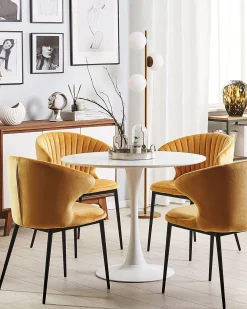 Beliani Tuoli Sametti Sinapinkeltainen 2 Kpl Augusta Best