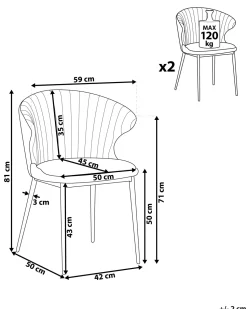 Beliani Tuoli Sametti Sinapinkeltainen 2 Kpl Augusta Best