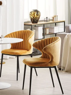 Beliani Tuoli Sametti Sinapinkeltainen 2 Kpl Augusta Best