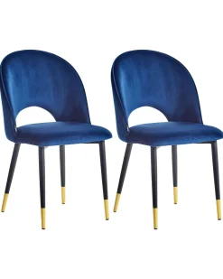 Beliani Tuoli Sametti Sininen 2 Kpl Magalia Best
