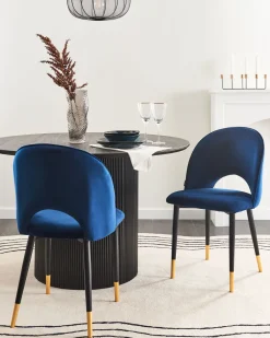 Beliani Tuoli Sametti Sininen 2 Kpl Magalia Best