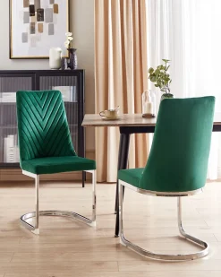 Beliani Tuoli Sametti Smaragdinvihrea 2 Kpl Altoona Store
