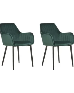 Beliani Tuoli Sametti Smaragdinvihrea 2 Kpl Wellston Hot