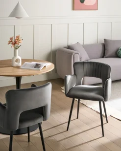 Beliani Tuoli Sametti Tummanharmaa 2 Kpl Sanilac Outlet