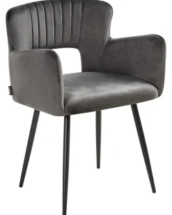 Beliani Tuoli Sametti Tummanharmaa 2 Kpl Sanilac Outlet